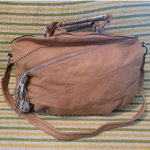 BRUCE MAKOWSKY TAN LEATHER CROSSBODY BAG